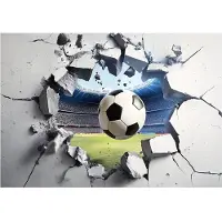 WALLARENA - Fotobehang - 250x175 cm - fotobehang voor jongeren, kinderen, 3D voetbal, sport, vliesbehang