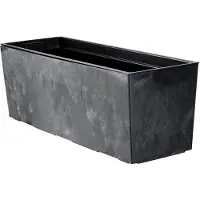Kadax Bloembak 18,5 x 56 cm, betonpatroon, zwart, met inzetstuk, weerbestendige rechthoekige plantenbak voor balkon en outdoor