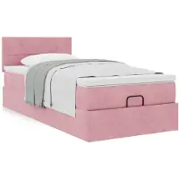 vidaXL Ottoman bed met matras 100x200 cm fluweel roze