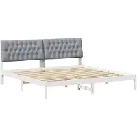 vidaXL Bedframe met Gevoerde Hoofdbord met hoofdeinde Wit 200 x 200 cm