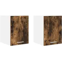 vidaXL Hangkast 2 st Gerookte Eik en Wit Bewerkt hout