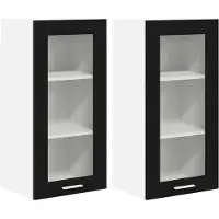 vidaXL Hangkast 2 st Zwart Eiken Bewerkt hout