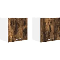 vidaXL Hangkast 2 st Gerookte Eik en Wit Bewerkt hout