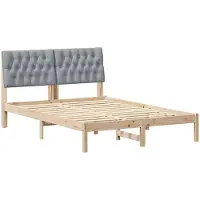 vidaXL Bedframe met Gevoerde Hoofdbord Bruin 160 x 200 cm