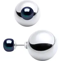 Diadema Oorbellen DUPLEX Kralen Zoetwater 6-7mm Black 925