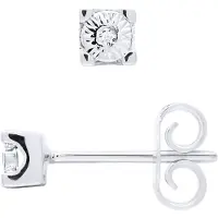 Diadema Oorbellen Solitaire Diamond 0,40 Cts Illusion 0,25 Cts White Gold 18k