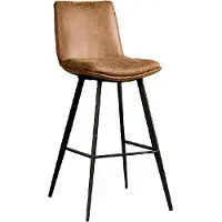 Tower Living Barkruk Pamplona - Zithoogte 75 cm - Suedelook textiel - Cognac -