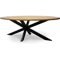 WGXL Collection Eettafel Iron - Mangohout - Ovaal - Spinpoot 10 x 5 cm - 180 cm - opgedikt blad -