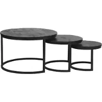 WGXL Collection Salonset 3-delig - Mangohout - Zwart - Rond -