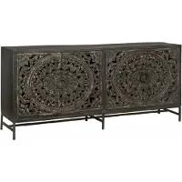 Tower Living Dressoir Casina - Teakhout - Metaal - Zwart -