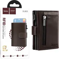 Hoco Pasjeshouder met Rits - Donker Bruin - Uitschuifbaar Creditkaarthouder mannen & Vrouwen - Anti-theft Portemonnee met RFID - 10 Pasvakjes Pop up Wallet met Brief- en Muntgeld Vakken