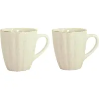 Almina Daisy - Koffiekopjes met Gouden Randje - Set van 2 - Wit - 330ml - Porselein - Koffiekopjes