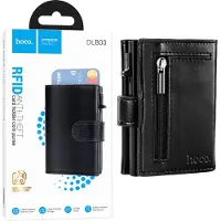 Hoco Pasjeshouder met Rits - Zwart - Uitschuifbaar Creditkaarthouder mannen & Vrouwen - Anti-theft Portemonnee met RFID - 10 Pasvakjes Pop up Wallet met Brief- en Muntgeld Vakken