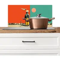 KitchenYeah Spatscherm keuken 70x30 cm - Kookplaat achterwand Retro - Jongen - Hond - Rood - Groen - Muurbeschermer - Spatwand fornuis - Hoogwaardig aluminium