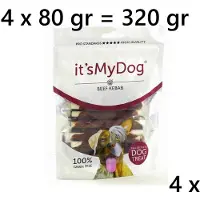 It's My Dog 4 X It 's my dog - beef kebab 80 gr = 320 gram 100% graanvrij - als verwensnack - tandverzorgend rund 44%