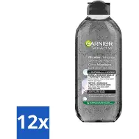 Garnier 12 x - SkinActive - Micellair Jelly-water - Alles-in-1 - Charcoal - 400 ml - Reiniger - Micellair Water - Houtskool - Gezichtsreiniger - Onzuivere Huid