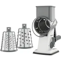 King Hoff Draaiende Rasp - 3-in-1 Rasp met Verwisselbare Drums - RVS Bladen - Zuignap - Grijs - KH-1959