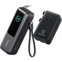 Anker PowerCore 25K Powerbank 25.000mAh - 165W - 3x 100W USB-C Poorten - Zwart + Nano reisadapter, USB-stekker 5-poorts stroomadapter met 1 AC, 2 USB-A en 2 USB-C poorten - Zwart