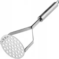 Kadax Aardappelstamper met geperforeerde plaat, groentestamper van roestvrij staal, keukenstamper met ovaal handvat, aardappelpers, perfect voor groenten, aardappelpuree, keukenhulp
