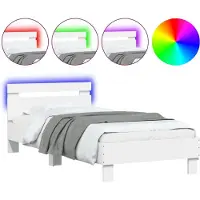 vidaXL Bedframe met hoofdbord en LED-verlichting wit 90x190 cm