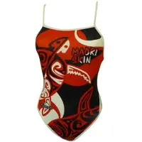 Turbo Maori Skin Tattoo Swimsuit Rood,Zwart L Vrouw
