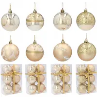Chomik Gouden Kerstballen Mix 6 stuks, 7 cm, Onbreekbaar Kunststof
