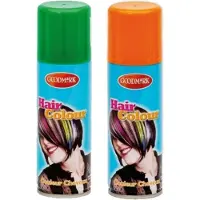 Goodmark Carnaval verkleed haarverf - haarspray - kleuren oranje en groen - 125 ml per flacon - verven