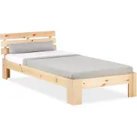 Homestyle4u Eenpersoonsbed - 90x200 cm - Houten bed - Natuur