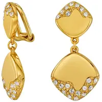 Traveller Clip Oorbellen - Oorclips Dames - Hangers - Verguld - Kristallen - Vierkant - 30 x 15 mm - 157828