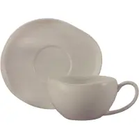 Almina Wave Biscuit - Koffieset - 12-delig - Wit - 220ml - Porselein - Koffiekopjes