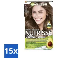 Garnier 15 x - Nutrisse Ultra Crème 6 - Haarkleuring - Natuurlijk Donkerblond - Intens Voedend - Permanente Kleur - Haarkleur - Haarverf - Permanent Kleur - Grijsdekking - Voedend Haarverf