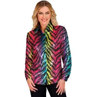 Hobby Hall Pailletten Blouse Mega Foute Regenboog Tijger Vrouw