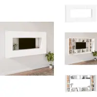 vidaXL Tv-kast - Tv-kasten - Tv-meubel - Hifi-meubel - 8-delige Tv-meubelset bewerkt hout wit