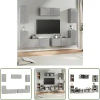 The Living Store TV-meubelset - Betongrijs - 80x30x30 cm - 30.5x30x60 cm