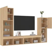 vidaXL 4-delige Tv-wandmeubelset met LED bewerkt hout sonoma eiken