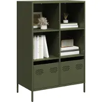 vidaXL Hoge kast 68x39x103,5 cm staal olijfgroen
