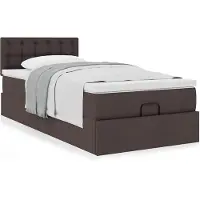 vidaXL Bed met matras 100x200 cm stof donkerbruin