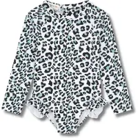 SuperCute badpak UV-Zwempak - UPF50+, dierenprint met drukknopen panterprint lange mouwen maat 74/80