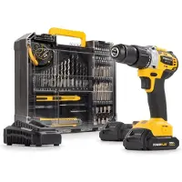 Powerplus Accu klopboormachine POWX00850 - 3 in 1: boren hamerboren en schroeven, 20 V boormachine, 60 Nm, Links en rechts schroeven, Incl. 2 accu's 2.0 Ah en 1 lader, 78 accessoires