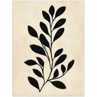 PosterMonkey Poster 30x40 cm - Minimalistisch - Tak - Bladeren - Zwart - Posters - Kamer decoratie - Wanddecoratie woonkamer - Muurdecoratie slaapkamer