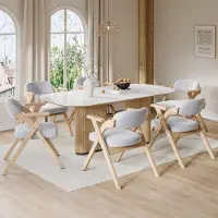 SINGULARITY 6 klapbare eetkamerstoelen, massief houten eetkamerstoelen, opvouwbaar en opklapbaar, geschikt , fluwelen kussens, grijs