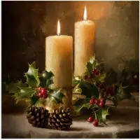 PosterMonkey Poster 50x50 cm - Kaarslicht - Kerst - Veelkleurig - Posters - Kamer decoratie - Wanddecoratie woonkamer - Muurdecoratie slaapkamer - Kerstversiering - Kerstdecoratie voor binnen - Kerstmis