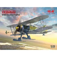 ICM Modelbouwpakket Militaire voertuigen - 32044 J-8 Gladiator, WWII Swedish Fighter Plane Plastic - 1:32 - Modelbouw