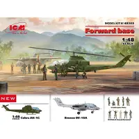 ICM Modelbouwpakket Militaire voertuigen - 48303 Forward base Cobra AH-1G - OV-10A Plastic - 1:48 - Modelbouw
