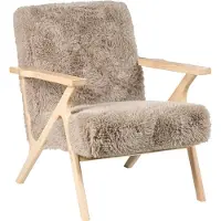 Beliani KISA - Fauteuil - Taupe - Kunstbont