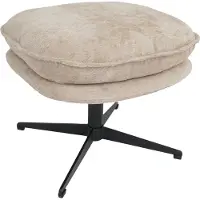 MCW Kruk met bekleding -P32, zit-/voetenbank Voetensteun Ottomane Stof/textiel Chenille (370 g/m²) ~ crème