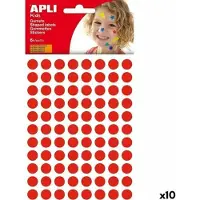 APLI Kids stickers, cirkel diameter 10,5 mm, blister met 528 stuks, rood - 8 stuks