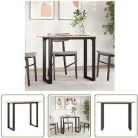 The Living Store De Living Store eettafel met O-poten, afmetingen 100x50x75 cm, gemaakt van massief grenenhout en gietijzer