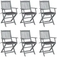 vidaXL Tuinstoelen 6 st inklapbaar met kussens massief acaciahout