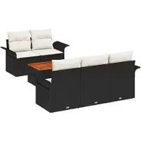 vidaXL Tuinset met 6 zitplaatsen, zwart, van polyrotan
